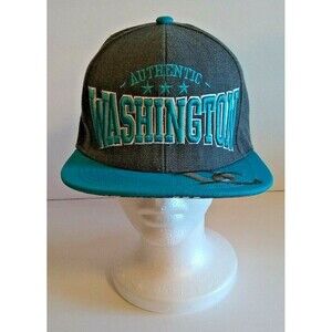 One wholesaler Inc Washington DC Snapback Hat Flat Bill charcoal and aqua DC